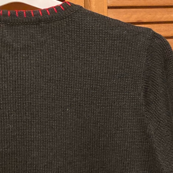 Vintage Lemon Grass Christmas Cardigan with Embellished Sequin Snowman & Santa - Picture 15 of 16